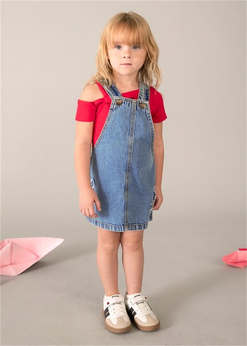 Mayoral Kız Çocuk Salopet Denim Elbise Mavi 3910