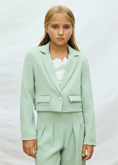 Mayoral Kız Çocuk Şifon Kısa Blazer Ceket Yeşil 6403