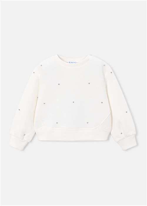 Mayoral Kız Çocuk Taşlı Sweatshirt Beyaz 4408