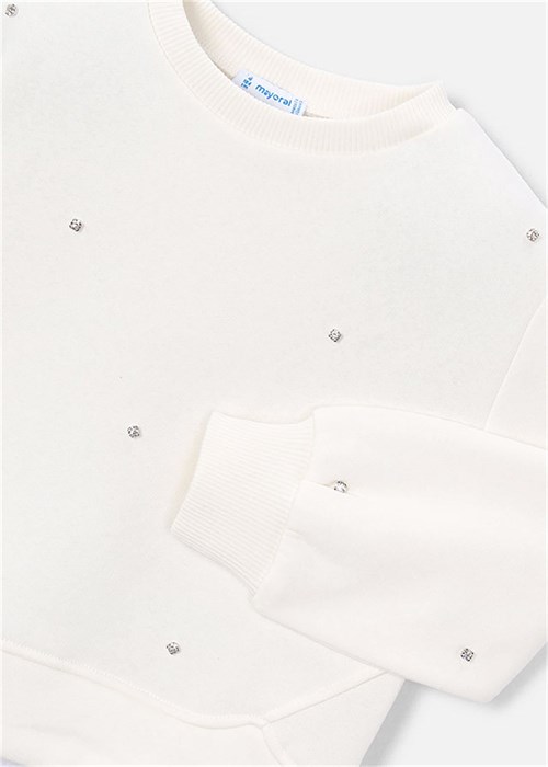 Mayoral Kız Çocuk Taşlı Sweatshirt Beyaz 4408