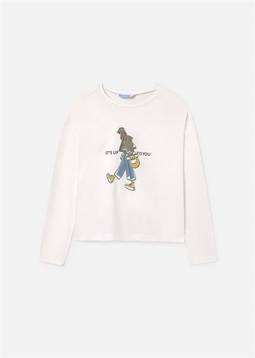 Mayoral Kız Çocuk Uzun Kol Sweatshirt Ekru 7019
