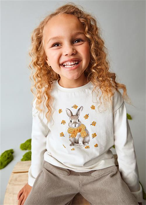 Mayoral Kız Çocuk Uzun Kollu Tişört Krem 4009