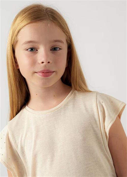 Mayoral Kız Çocuk Zımbalı Tişört Krem 6019