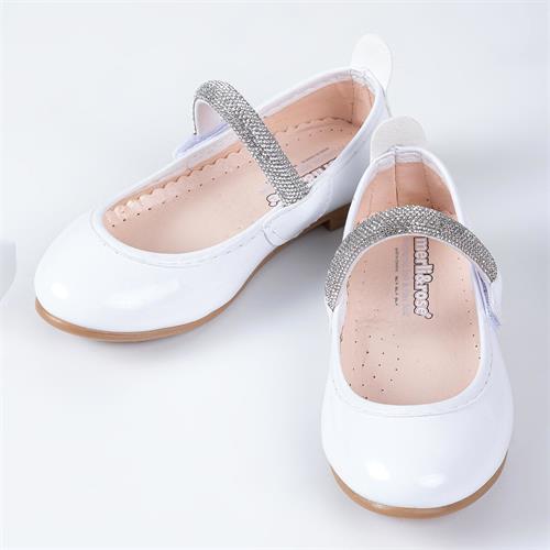 Merli&Rose Kız Çocuk Kalpli Babet Beyaz Rugan F10005