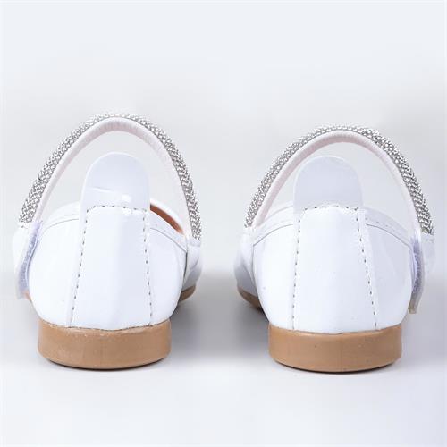 Merli&Rose Kız Çocuk Kalpli Babet Beyaz Rugan F10005