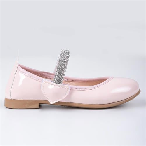 Merli&Rose Kız Çocuk Kalpli Babet Pudra Rugan P10005