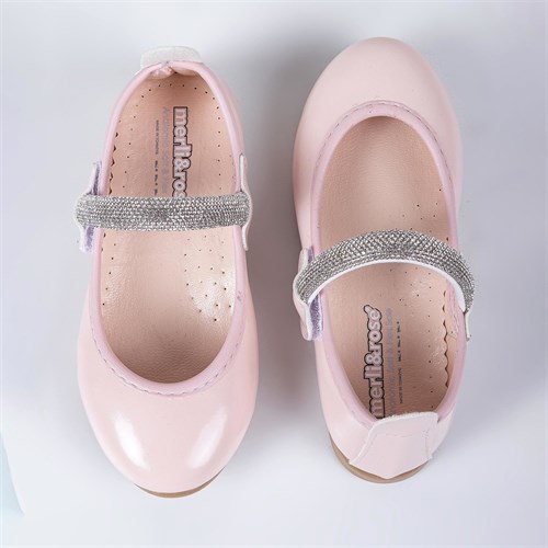 Merli&Rose Kız Çocuk Kalpli Babet Pudra Rugan P10005