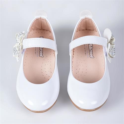 Merli&Rose Kız Çocuk Yonca Bantlı Babet Beyaz Rugan P10007