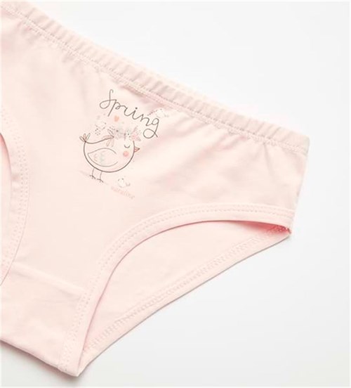 Natuline Kız Çocuk 2li Spring Bird Likralı Külot Ekru/Pembe 5805