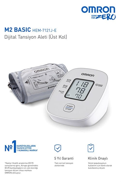 Omron M2 Basic Essential Üst Koldan Pilli Dijital Tansiyon Aleti 7188