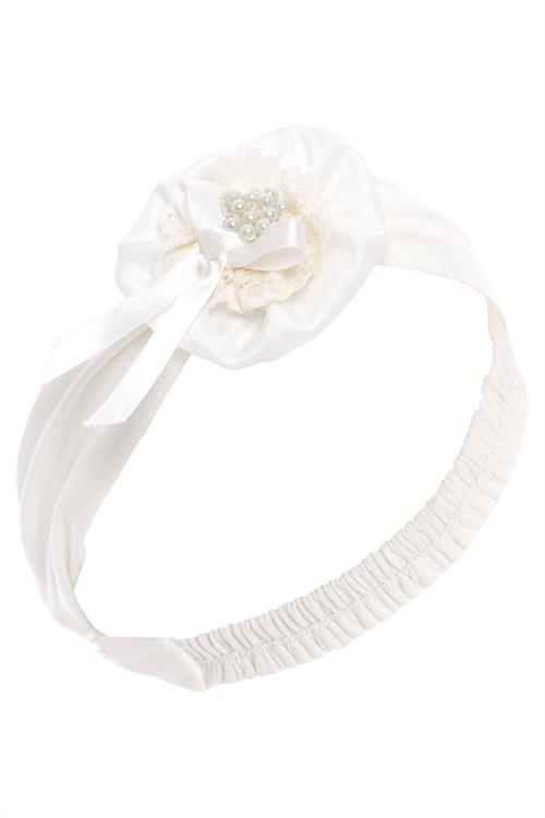 Pamina Kız Bebek Bandanalı Dantelli Elbise Ekru 36315