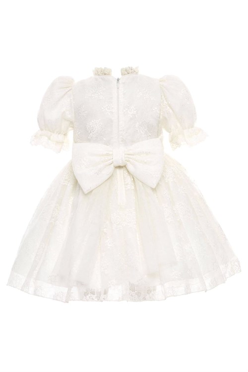 Pamina Kız Bebek Bandanalı Dantelli Elbise Ekru 36315
