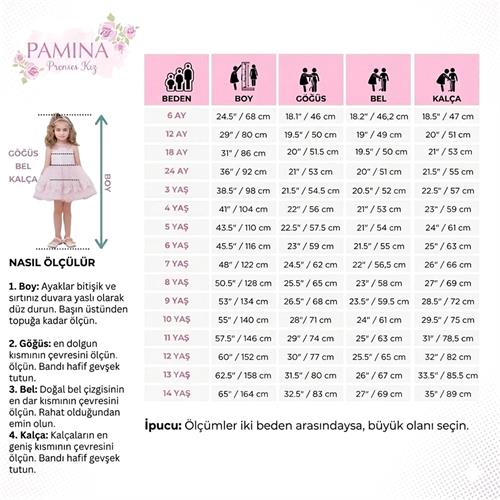 Pamina Kız Bebek Bandanalı Dantelli Elbise Pudra 36315