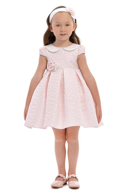 Pamina Kız Bebek Bandanalı Güpürlü Elbise Pembe 36172