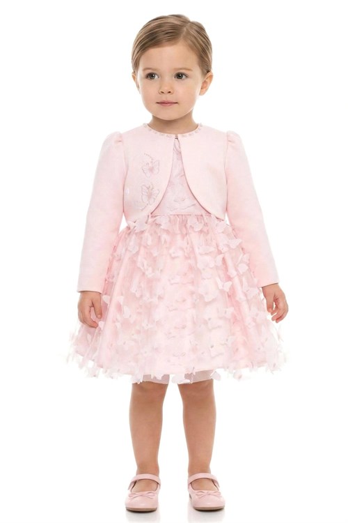 Pamina Kız Bebek Bolero Elbise Takım Pembe 36361