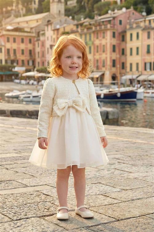 Pamina Kız Bebek Bolerolu Tül Elbise Ekru 36326