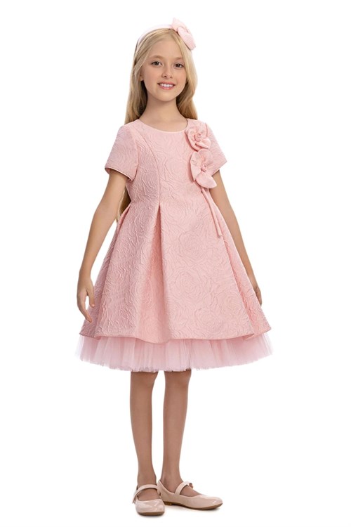 Pamina Kız Çocuk Taç Tokalı Tüllü Elbise Pembe 36190