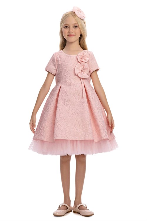 Pamina Kız Çocuk Taç Tokalı Tüllü Elbise Pembe 36190