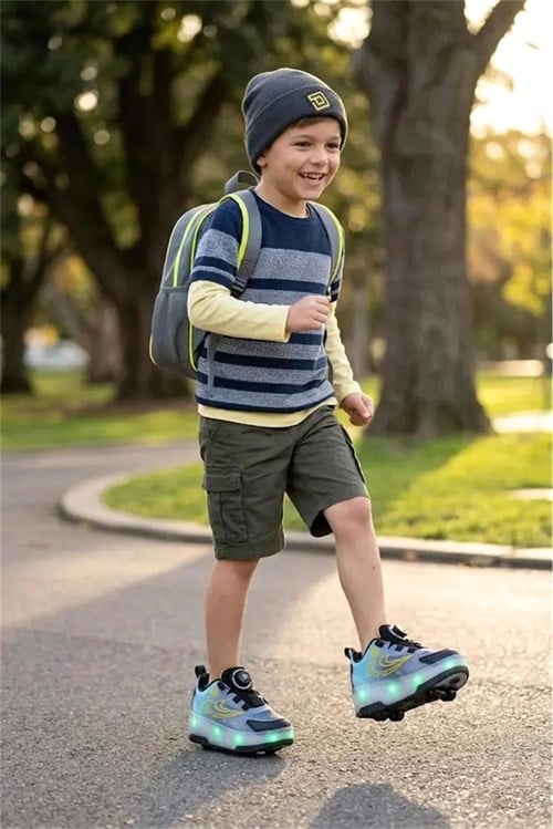 Pepino Kids Erkek Çocuk Filet Patenli Spor Ayakkabı Siyah Turkuaz 2227