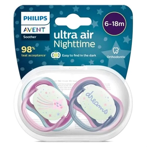 Philips Avent Kız 2li Ultra Air Gece Emzik 6-18 Ay Scf376/14