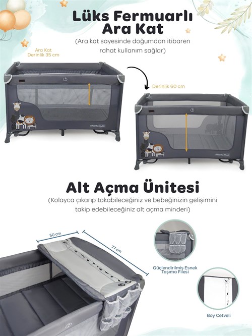 Prego Atlanta Max Oyun Parkı 70*120 Gri 8056