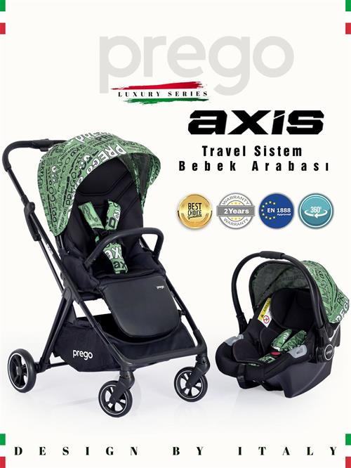 Prego Axis 360 Derece Dönebilen Çift Yönlü Travel Bebek Arabası Yeşil 2242