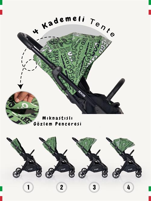 Prego Axis 360 Derece Dönebilen Oturma Üniteli Çift Yönlü Bebek Arabası Yeşil