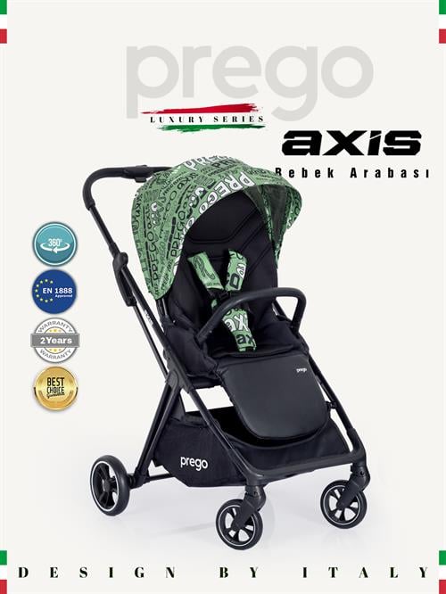 Prego Axis 360 Derece Dönebilen Oturma Üniteli Çift Yönlü Bebek Arabası Yeşil