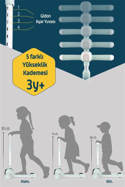 Prego Flow Müzikli Işıklı Oturaklı Scooter Yeşil K604