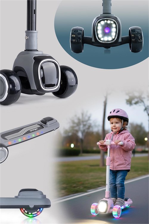 Prego Flow Müzikli Işıklı Oturaklı Scooter Gri K604