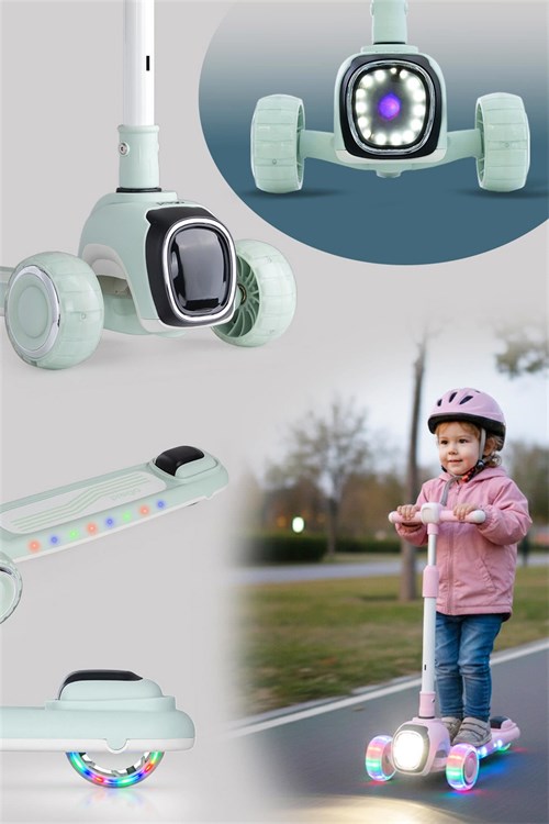 Prego Flow Müzikli Işıklı Oturaklı Scooter Yeşil K604