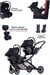 Prego İbiza New Pro Travel Sistem İkiz Bebek Arabası Siyah