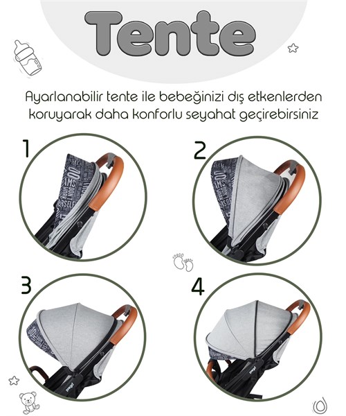 Prego Lotus Kabin Boy Bebek Arabası Gri 2033