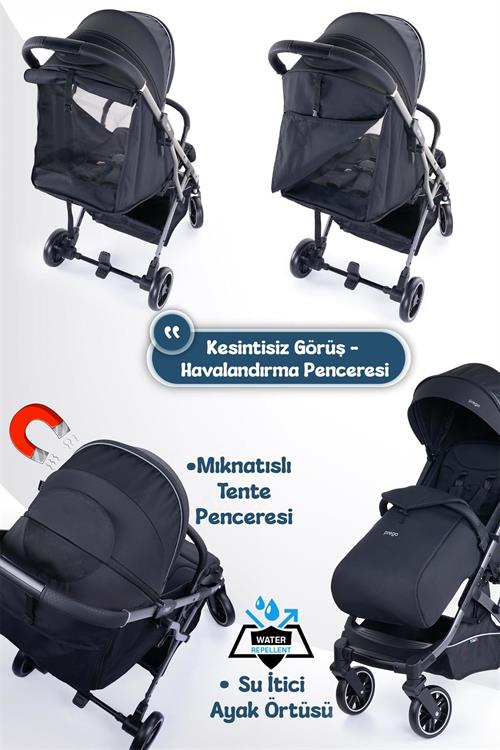 Prego Lotus Pro Kabin Boy Bebek Arabası Siyah 2453