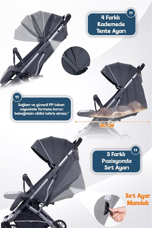 Prego Lotus Pro Kabin Boy Bebek Arabası Füme 2453