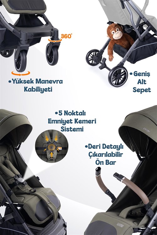 Prego Lotus Pro Kabin Boy Bebek Arabası Yeşil 2453