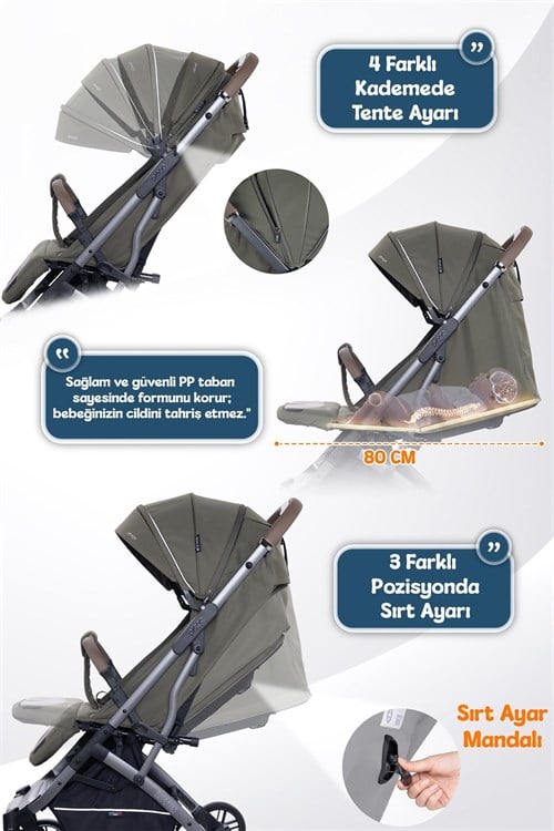 Prego Lotus Pro Kabin Boy Bebek Arabası Yeşil 2453