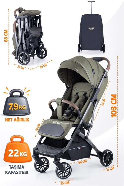 Prego Lotus Pro Kabin Boy Bebek Arabası Yeşil 2453