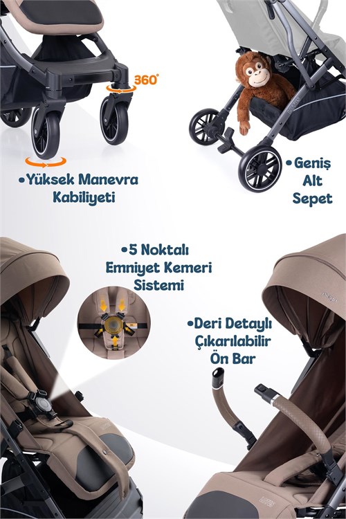 Prego Lotus Pro Kabin Boy Bebek Arabası Kahve 2453