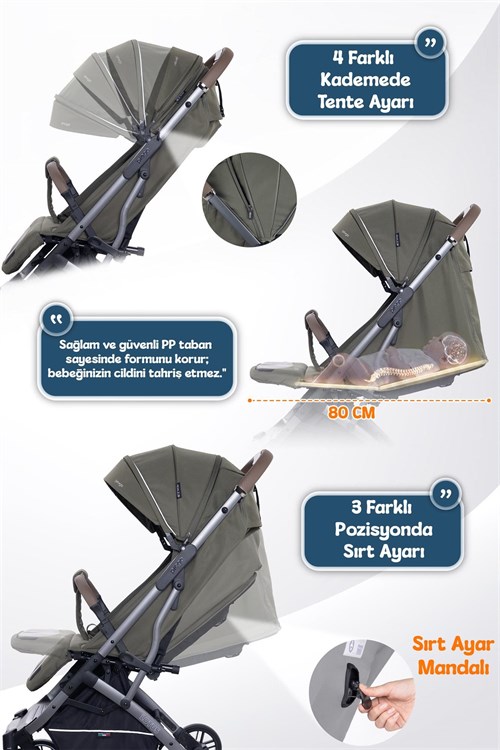 Prego Lotus Pro Kabin Boy Bebek Arabası Yeşil 2453