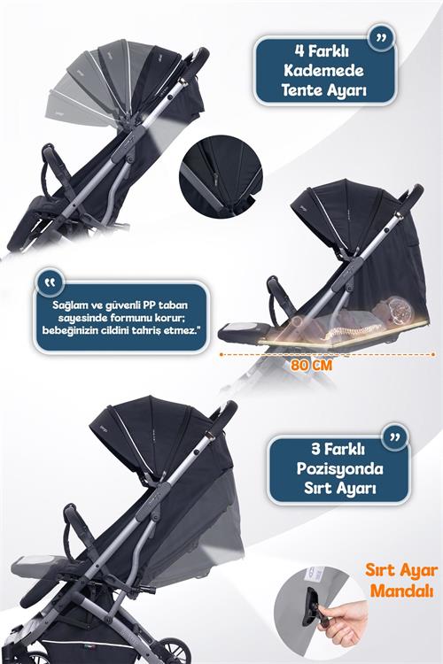 Prego Lotus Pro Kabin Boy Bebek Arabası Siyah 2453