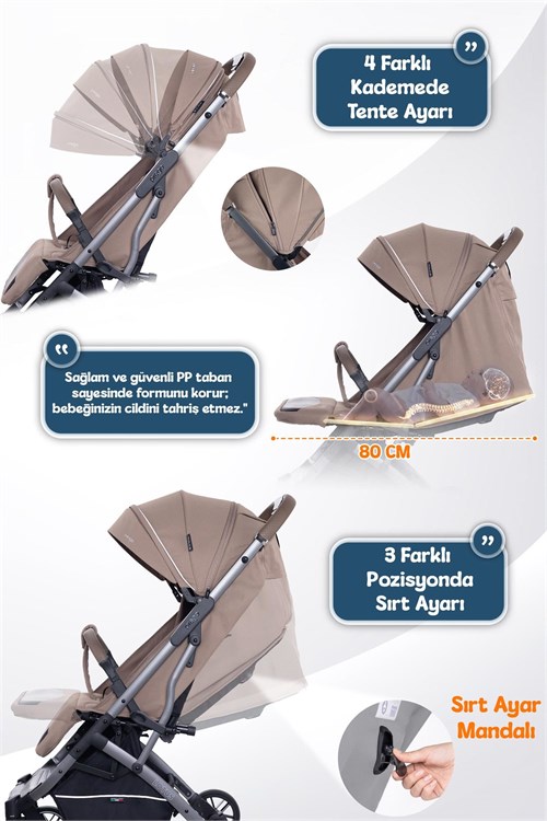 Prego Lotus Pro Kabin Boy Bebek Arabası Kahve 2453