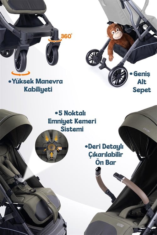 Prego Lotus Pro Kabin Boy Bebek Arabası Yeşil 2453