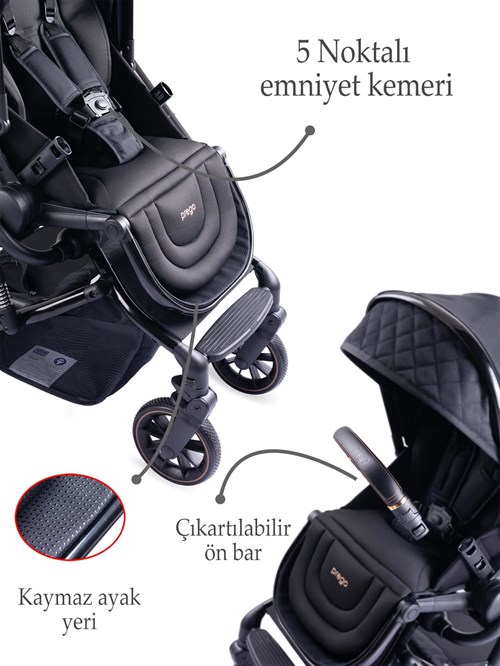 Prego Maybach İ-Size UV Tenteli  Bebek Arabası Siyah 2405