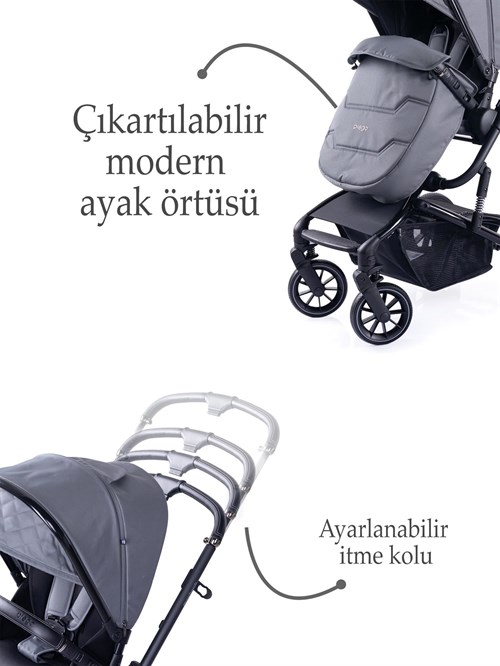 Prego Maybach İ-Size UV Tenteli Bebek Arabası Gri 2405
