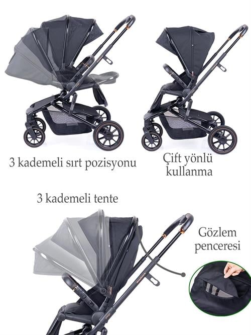 Prego Maybach İ-Size UV Tenteli  Bebek Arabası Siyah 2405