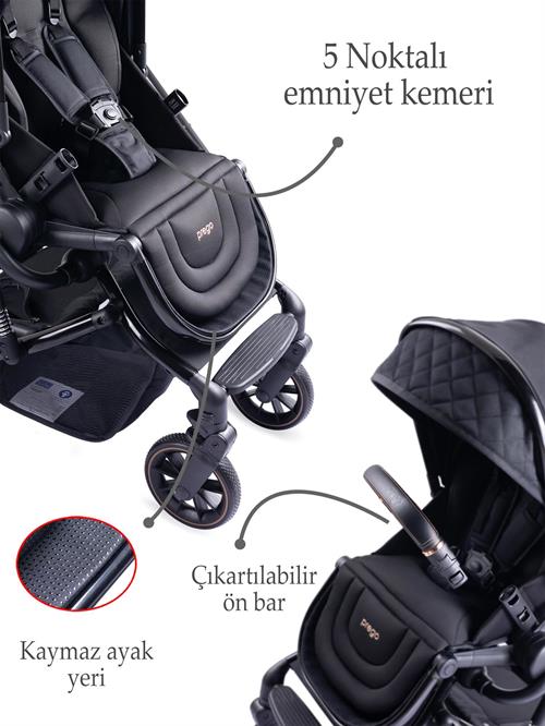 Prego Maybach İ-Size UV Tenteli  Bebek Arabası Siyah 2405