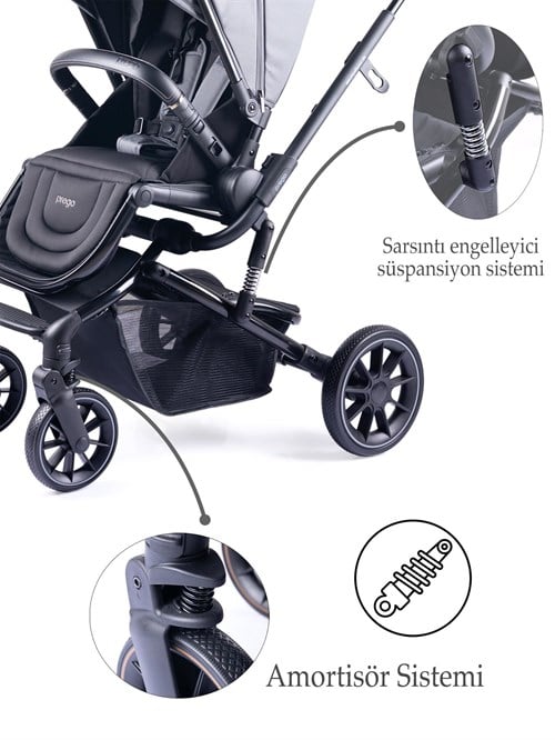 Prego Maybach İ-Size UV Tenteli Bebek Arabası Gri 2405