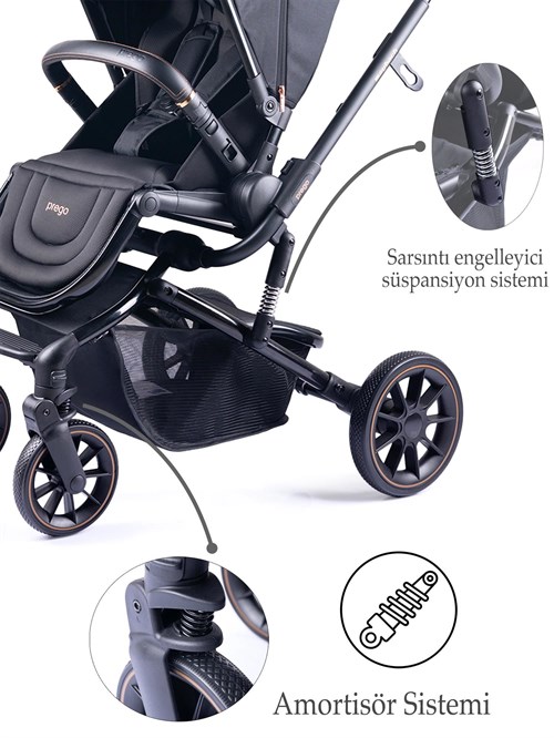 Prego Maybach İ-Size UV Tenteli  Bebek Arabası Siyah 2405
