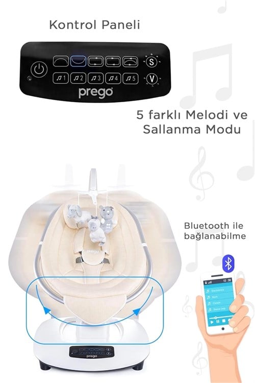 Prego Montes  Elektrikli Otomatik Sallanan Ana Kucağı Krem 4090